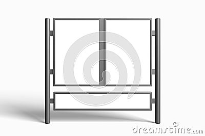 Empty Blank framed dual advertising poster mockup isolated on white background. Stock Photo