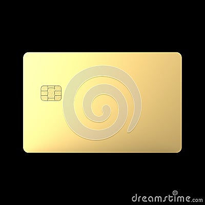Empty Blank of Golden Credit Card Isolated on Black Background. Stock Photo