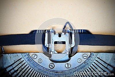 Empty or blank paper in typewriter machine, copy space to insert text Stock Photo