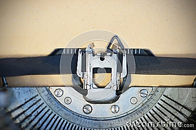 Empty or blank paper in typewriter machine, copy space to insert text Stock Photo