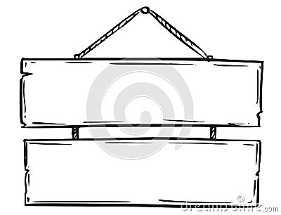 Empty Blank Sign Board Drawing Vector Illustration