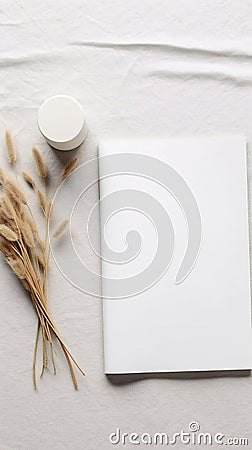 Empty blank white magazine cover mock up. Stock Photo