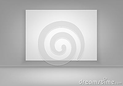 Empty Blank White Mock Up Poster Picture Frame on Wall with Floor Front View Vector Illustration