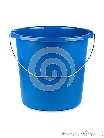 Empty blue bucket Stock Photo