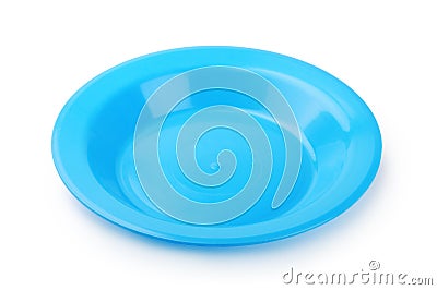Empty blue plastic plate Stock Photo