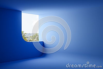 Empty blue room interior design Stock Photo