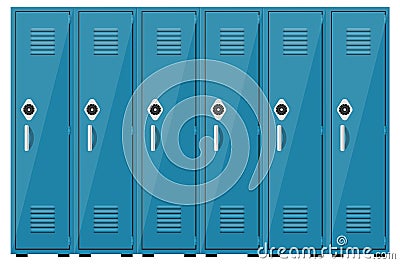 Empty blue school lockers Vector Illustration