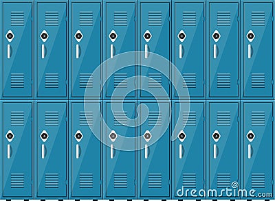 Empty blue school lockers Vector Illustration