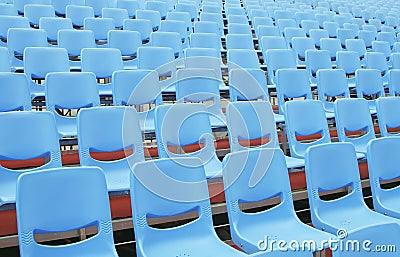 Empty Blue Seats in Open Air Stock Photo