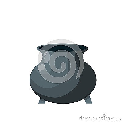 Empty Boiler. Big black pot for cooking Vector Illustration
