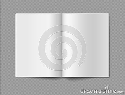 Empty book mockup. Opened 3d realistic booklet or brochure soft cover, journal or magazine template, blank white paper Vector Illustration