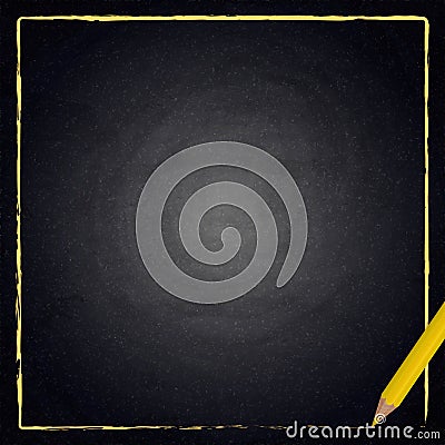 Empty border with pencil on blackboard chalkboard background Cartoon Illustration