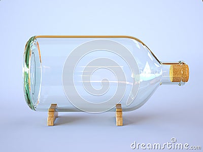 Empty bottle for scale ship models 3d rendering Cartoon Illustration