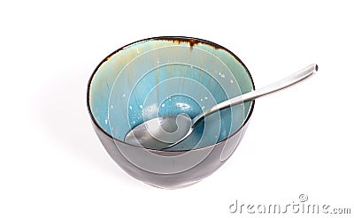 Empty bowl with little breakfast in it Stock Photo