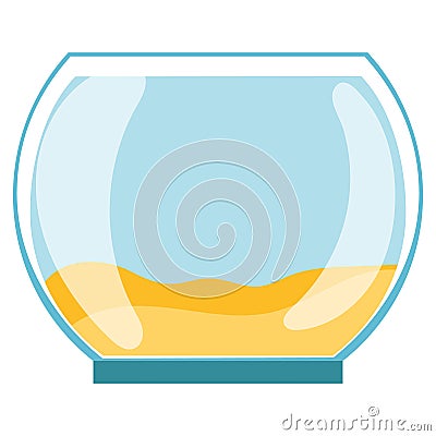 Empty bowl-shaped aquarium, round aquarium. Vector illustration Vector Illustration