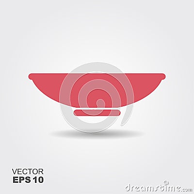 Flat empty bowl icon with shadow. Vector illustration Vector Illustration