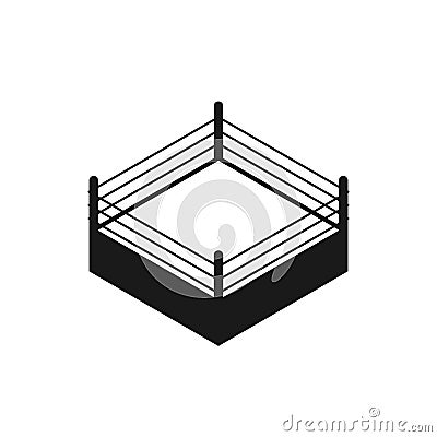 Empty boxing ring silhouette icon Vector Illustration