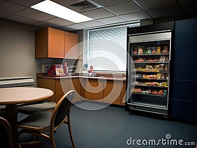Empty break room with snack vending machine Stock Photo