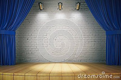 Empty brick wall stage Stock Photo