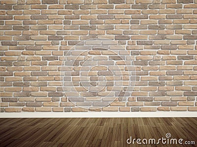 Empty bricks wall and floor Stock Photo