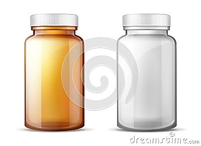 Bottles for medicines realistic vector set Vector Illustration