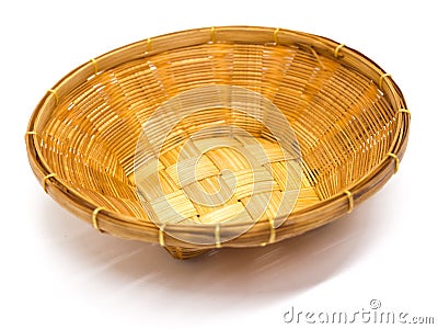 Empty brown wicker woven basket Stock Photo