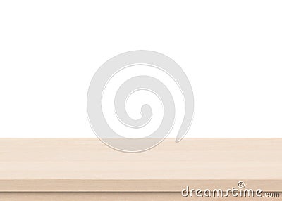 Empty brown wood table top isolated on white background Stock Photo