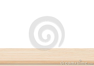 Empty brown wood table top on white background Stock Photo