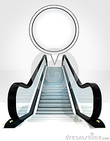 Empty bubble above escalator leading to upwards concept Cartoon Illustration