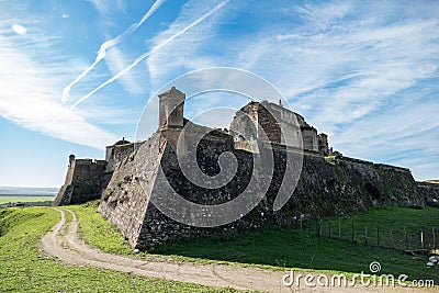 Empty buildings of abandoned fortress Juromenga in portugal Stock Photo