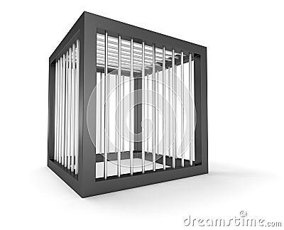 Empty cage cubic prison cage isolated Stock Photo