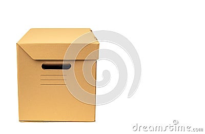 Empty cardboard box isolated on the white background Stock Photo