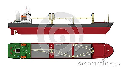 Empty cargo ship with cranes Stock Photo