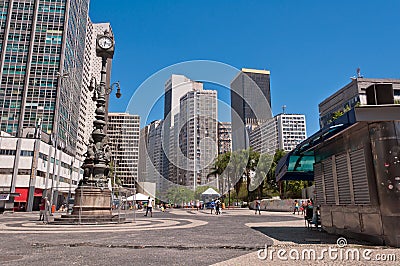 Empty Carioca Square in downtown Rio de Janeiro on a beautiful sunny summer day Editorial Stock Photo