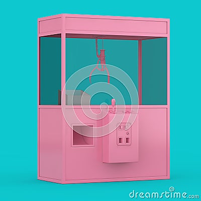 Empty Carnival Pink Toy Claw Crane Arcade Machine in Duotone Style. 3d Rendering Stock Photo