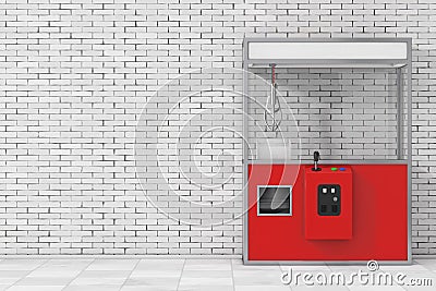 Empty Carnival Red Toy Claw Crane Arcade Machine. 3d Rendering Stock Photo