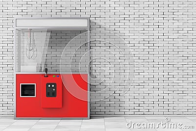 Empty Carnival Red Toy Claw Crane Arcade Machine. 3d Rendering Stock Photo