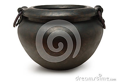 Empty cauldron on white Stock Photo