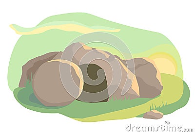 The empty cave. Easter Vector Illustration