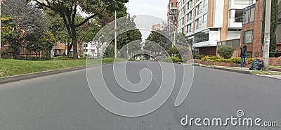 Empty cedritos neghborhood street durin bogota colombia no car day Stock Photo