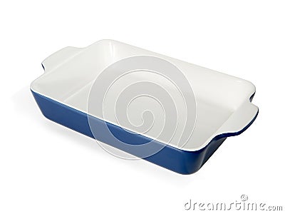 Empty Ceramic blue Baking Casserole Dish Stock Photo