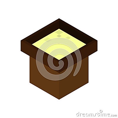 Empty ceramic brown flower pot for growing plants. Clay pot in isometric, isolated on white background. Vector Vector Illustration