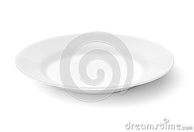 Empty ceramic round plate isolated on white Stock Photo