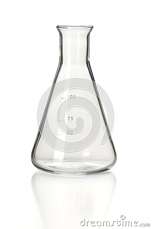 Empty chemistry Erlenmeyer flask Stock Photo