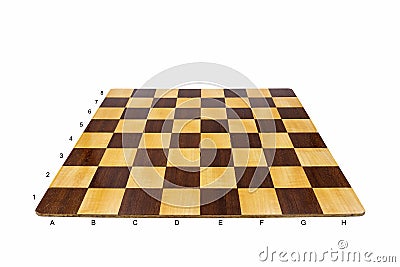 Empty chess board with coordinates isolated on white Stock Photo