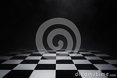 Empty chess board on dark background Stock Photo