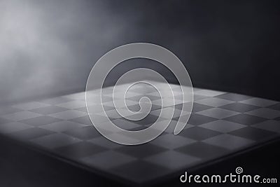 Empty chess board on dark backgrounds Stock Photo