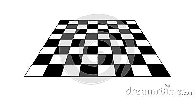 Empty chess board in perspective. Tiled floor angled point of view. Sloped checkerboard texture. Inclined board with Vector Illustration