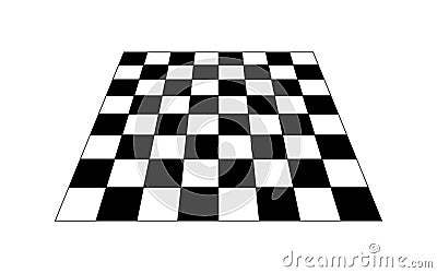 Empty chessboard plane angled in perspective. Tiled floor point of view. Sloped checkerboard texture. Inclined board Vector Illustration