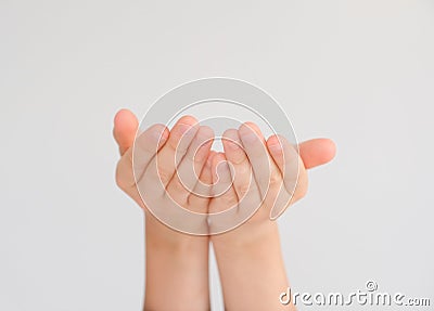 Empty child`s handbreadths Stock Photo